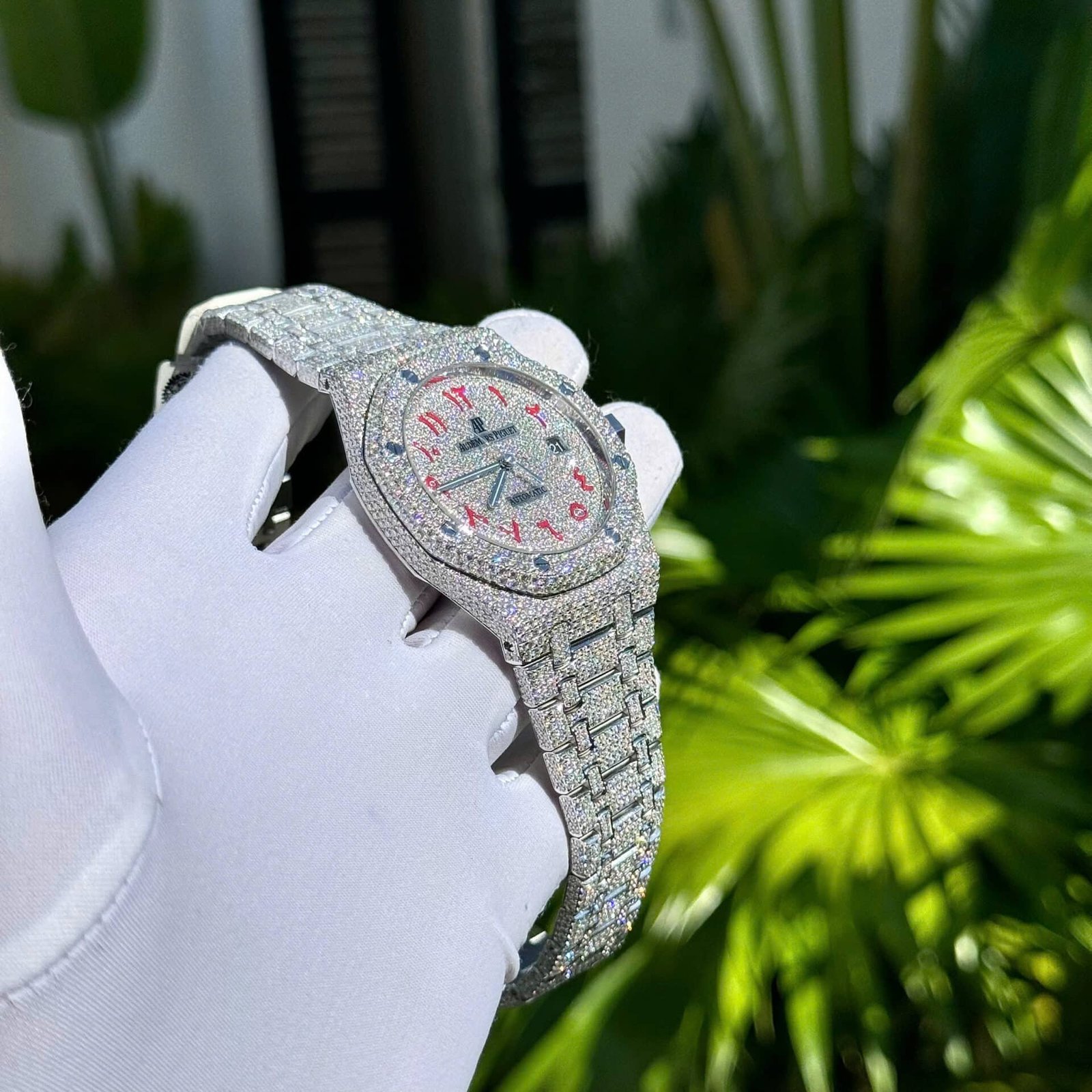 Audemars Piguet Royal Oak Red Arabic Numerals Iced Out Moissanite Super Clone 41mm - 图片 6
