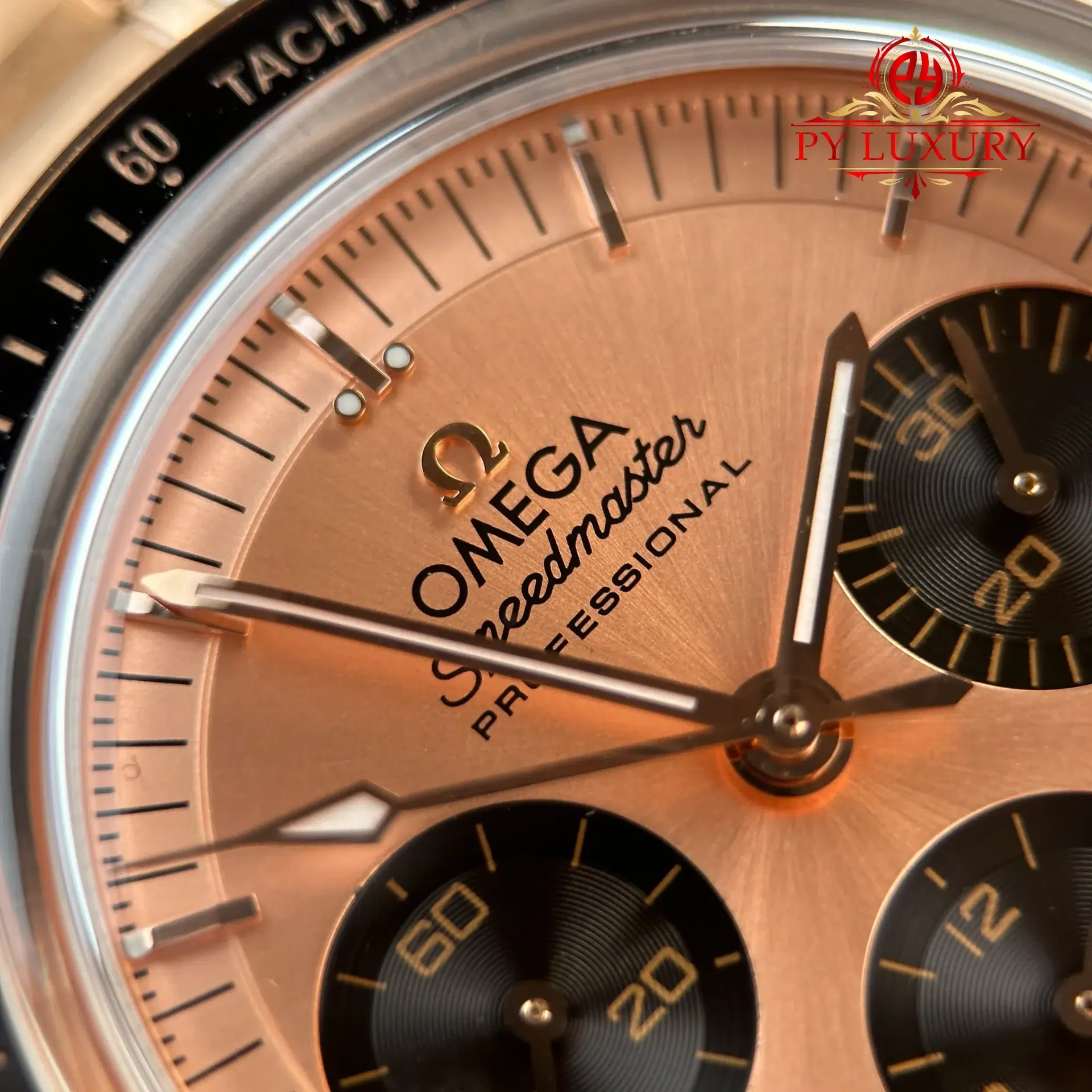 Omega Speedmaster Moonwatch Chronograph Two Tone Rose Gold Pink Dial Swiss Replica 42mm - 图片 6