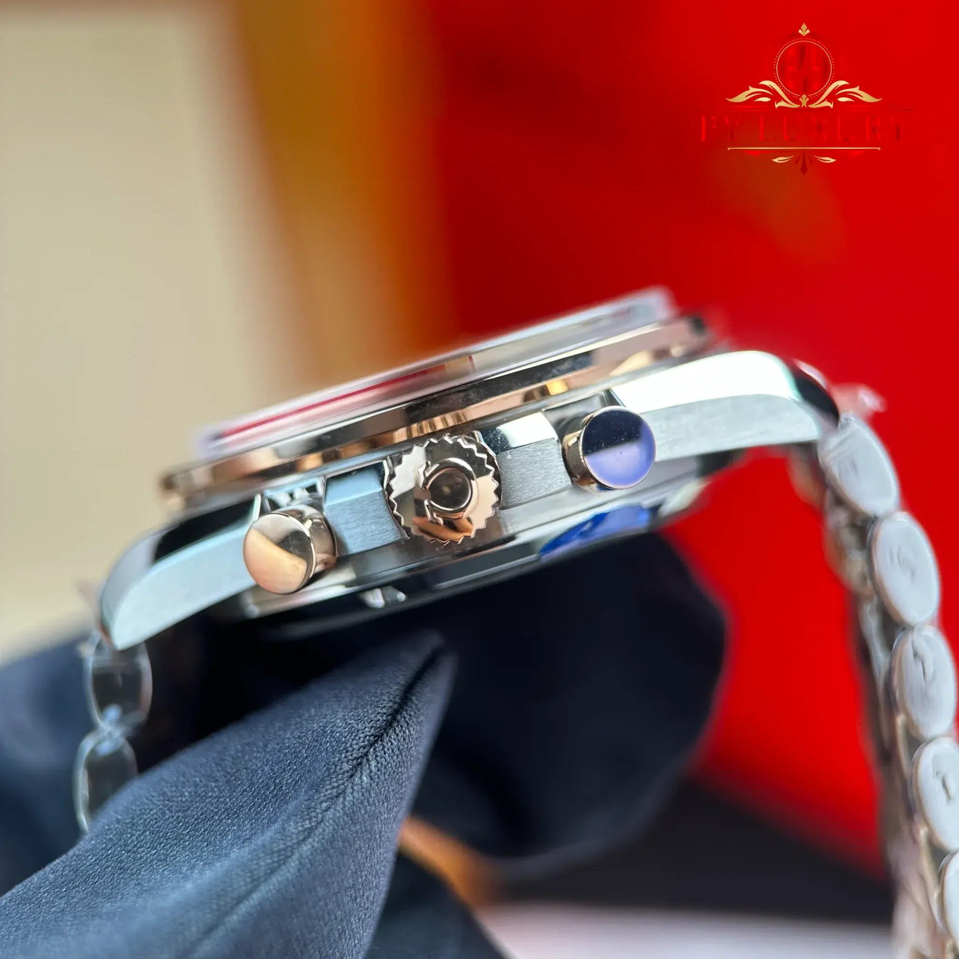 Omega Speedmaster Moonwatch Chronograph Two Tone Rose Gold Pink Dial Swiss Replica 42mm - 图片 9
