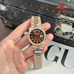 Rolex Day-Date 128235-0037 Brown Ombré Diamond-set Dial Rose Gold 158g Best Quality Replica QF 36mm