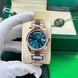 Rolex Day-Date 128235-0085 Blue-Green Diamond-set Dial 158g Best Replica QF 36mm