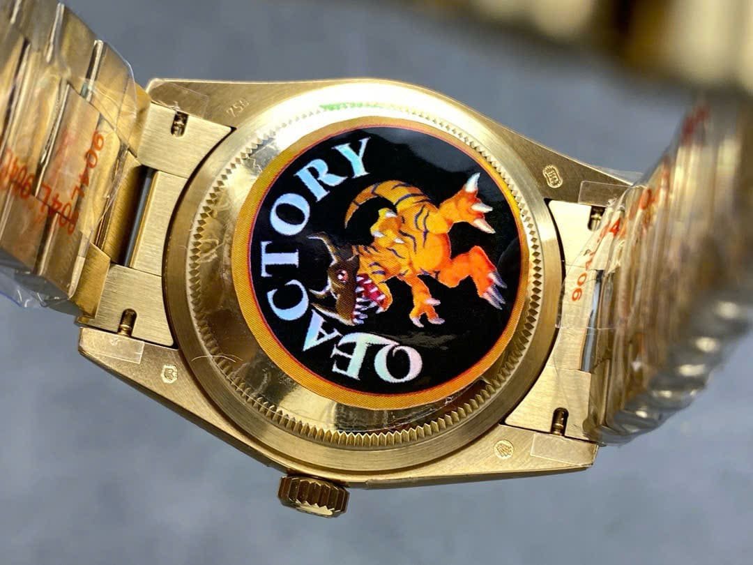 Rolex Day-Date 128238-0118 Yellow Gold Green Ombré Roman Dial 158g Best Replica QF 36mm - 图片 8