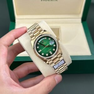 Rolex Day-Date 128238-0069 Yellow Gold Green Ombré Diamond-set Dial 158g Super Clone QF 36mm