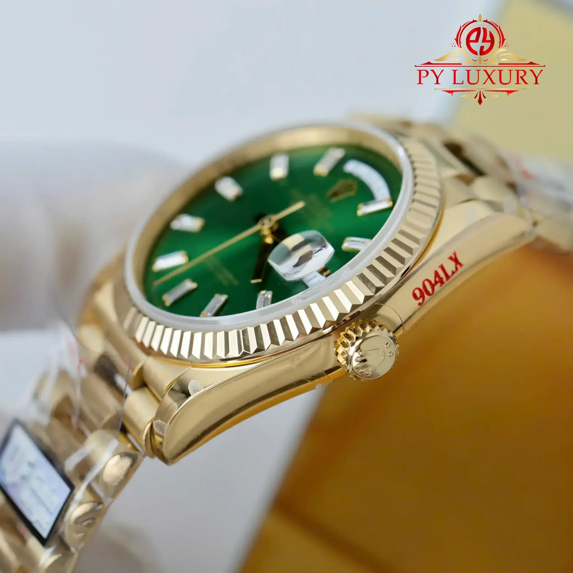 Rolex Day-Date 128238-0130 Yellow Gold Bright Green Diamond-set Dial 158g Super Clone QF 36mm - 图片 7