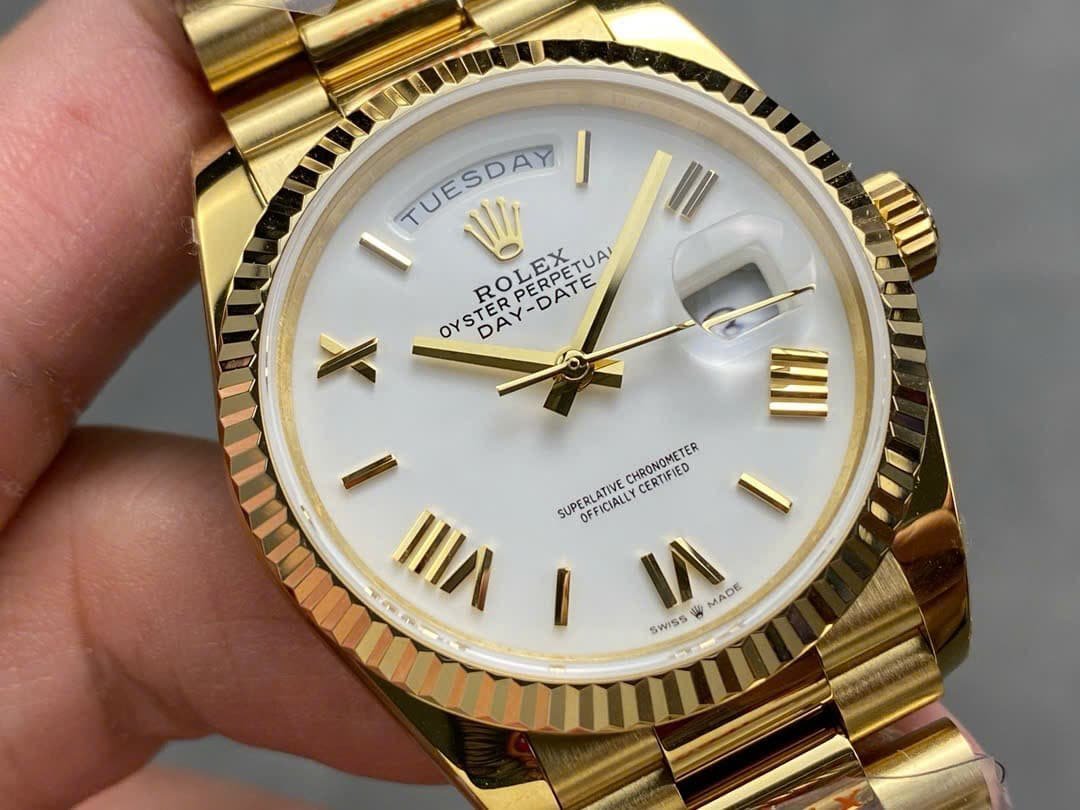 Rolex Day-Date 128238-0113 Yellow Gold White Dial 158g 1:1 Best Replica QF 36mm - 图片 2