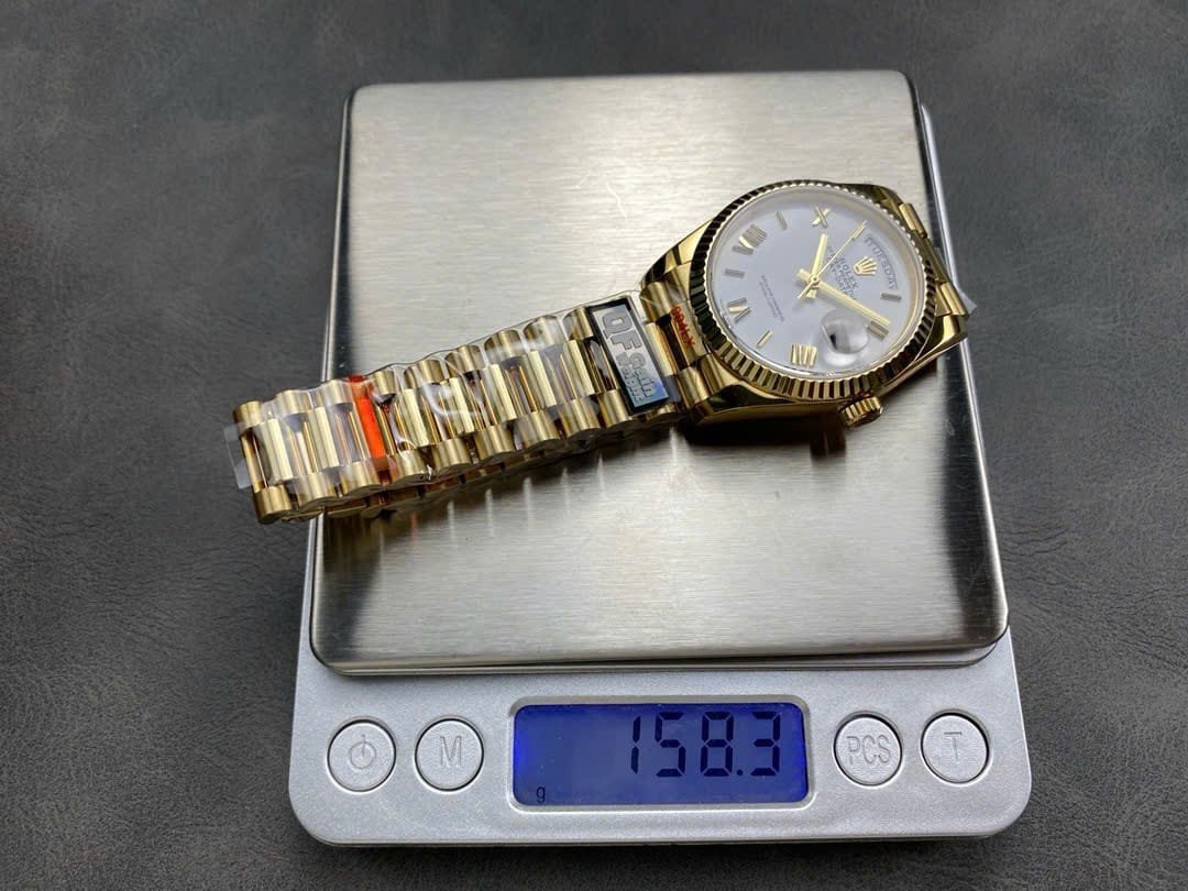 Rolex Day-Date 128238-0113 Yellow Gold White Dial 158g 1:1 Best Replica QF 36mm - 图片 5