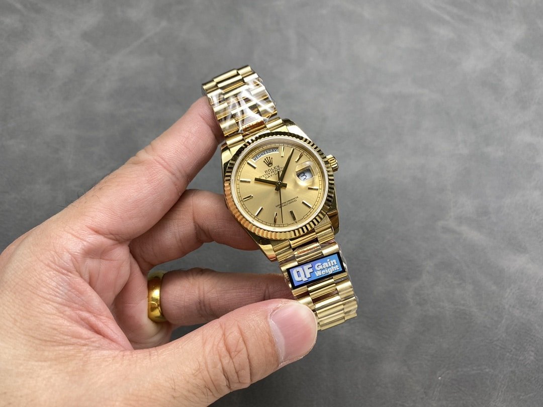 Rolex Day-Date 128238-0113 Yellow Gold Champagne Dial 140g Best Replica QF 36mm
