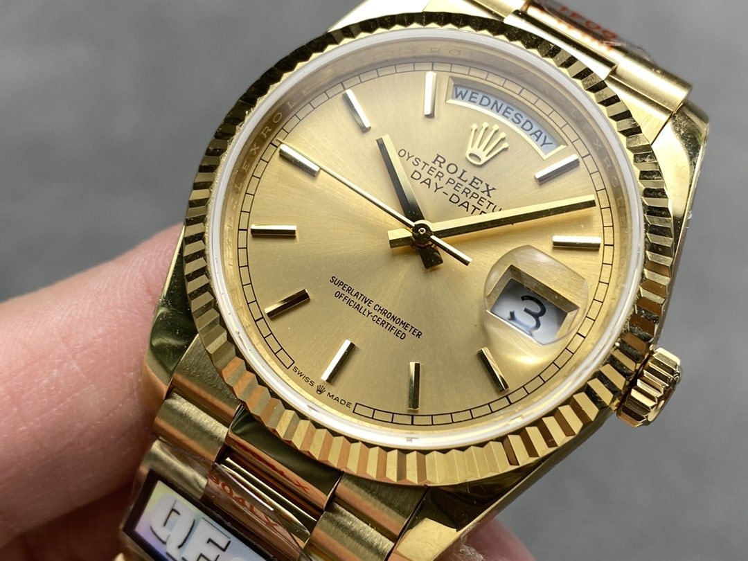 Rolex Day-Date 128238-0113 Yellow Gold Champagne Dial 140g Best Replica QF 36mm - 图片 3
