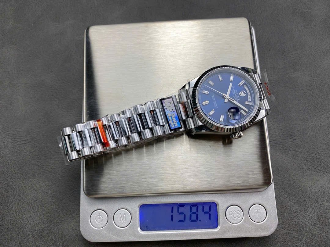 Rolex Day-Date 128239-0069 White Gold Bright Blue Diamond-set Dial 158g Best Replica QF 36mm - 图片 5