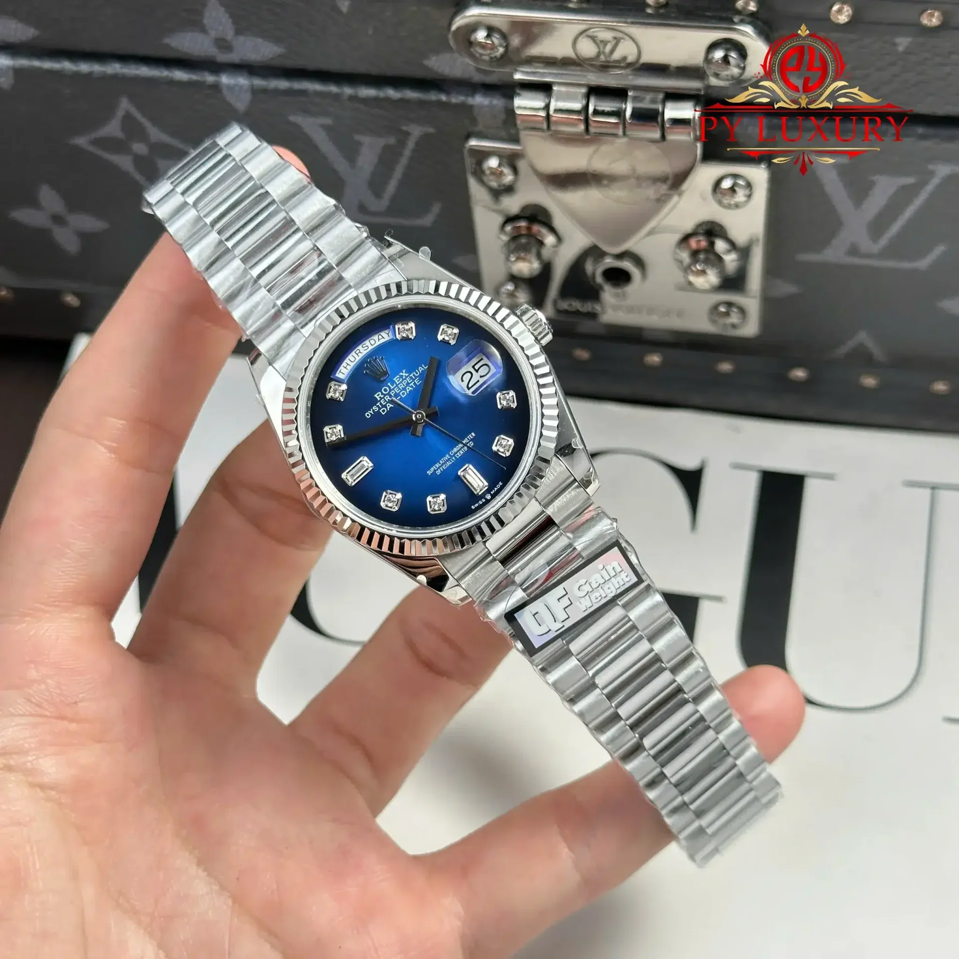 Rolex Day-Date 128239-0023 Blue Ombré Diamond-set Dial 158g Best Replica QF 36mm - 图片 2