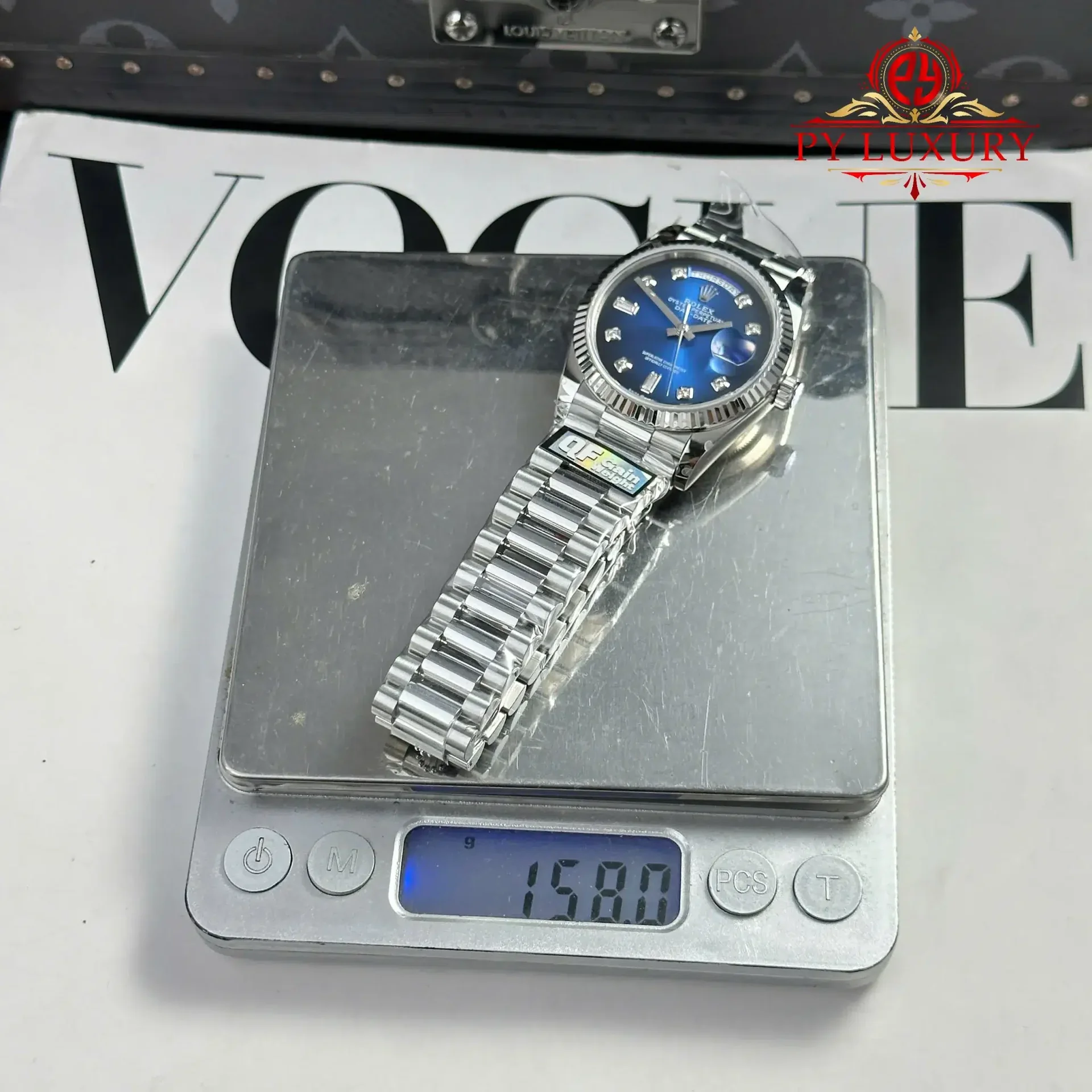 Rolex Day-Date 128239-0023 Blue Ombré Diamond-set Dial 158g Best Replica QF 36mm - 图片 5