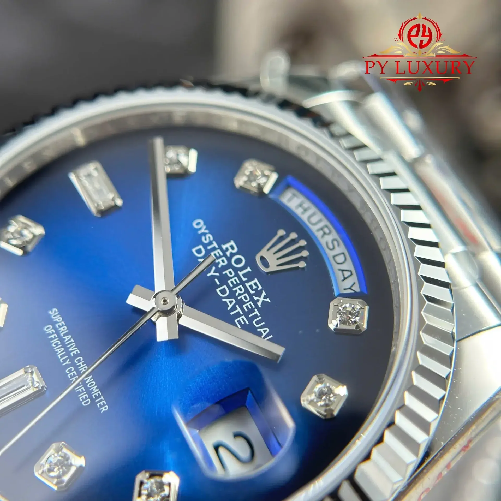 Rolex Day-Date 128239-0023 Blue Ombré Diamond-set Dial 158g Best Replica QF 36mm - 图片 7