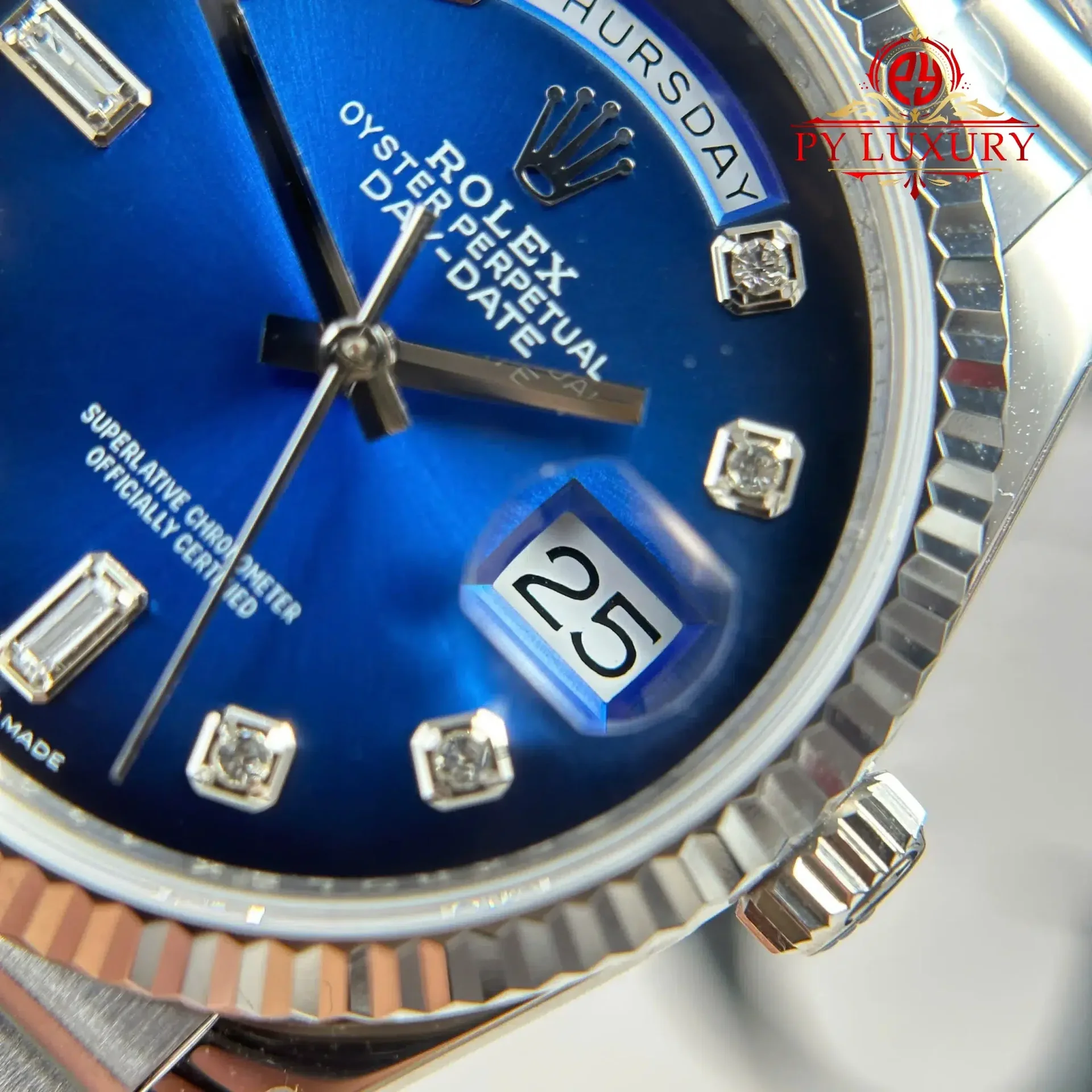 Rolex Day-Date 128239-0023 Blue Ombré Diamond-set Dial 158g Best Replica QF 36mm - 图片 8