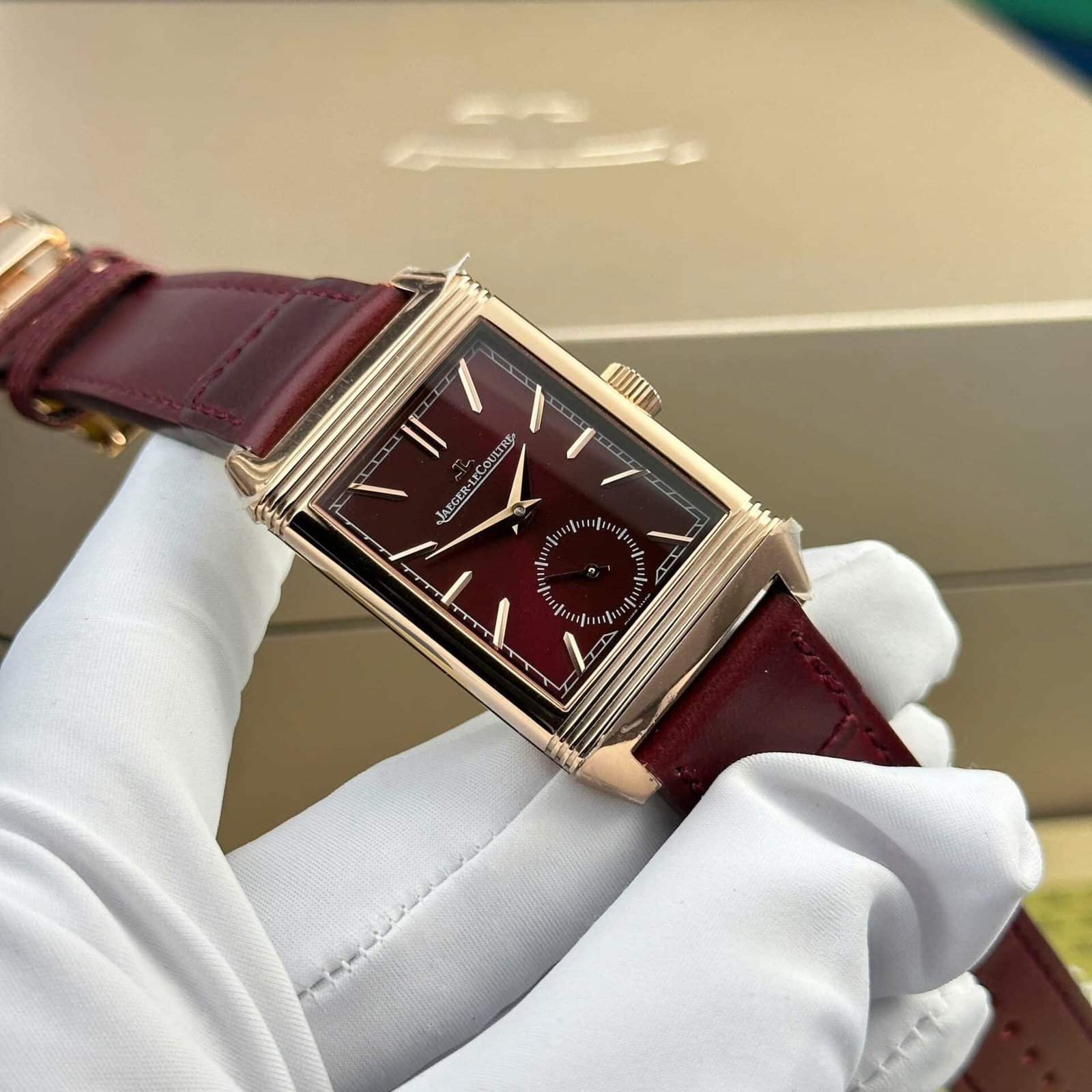 Jaeger – LeCoultre Reverso Tribute Monoface Small Seconds Q713256J Rose Gold Wine-red Dial Best Replica MGF 45.6×27.4mm - 图片 3