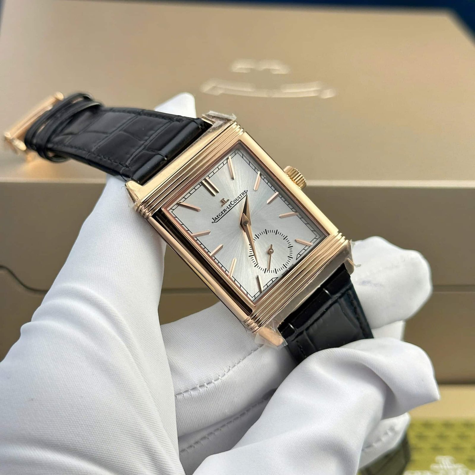 Jaeger – LeCoultre Reverso Tribute Monoface Small Seconds Q7132521 Rose Gold Silver Dial Best Replica MGF 45.6×27.4mm - 图片 2