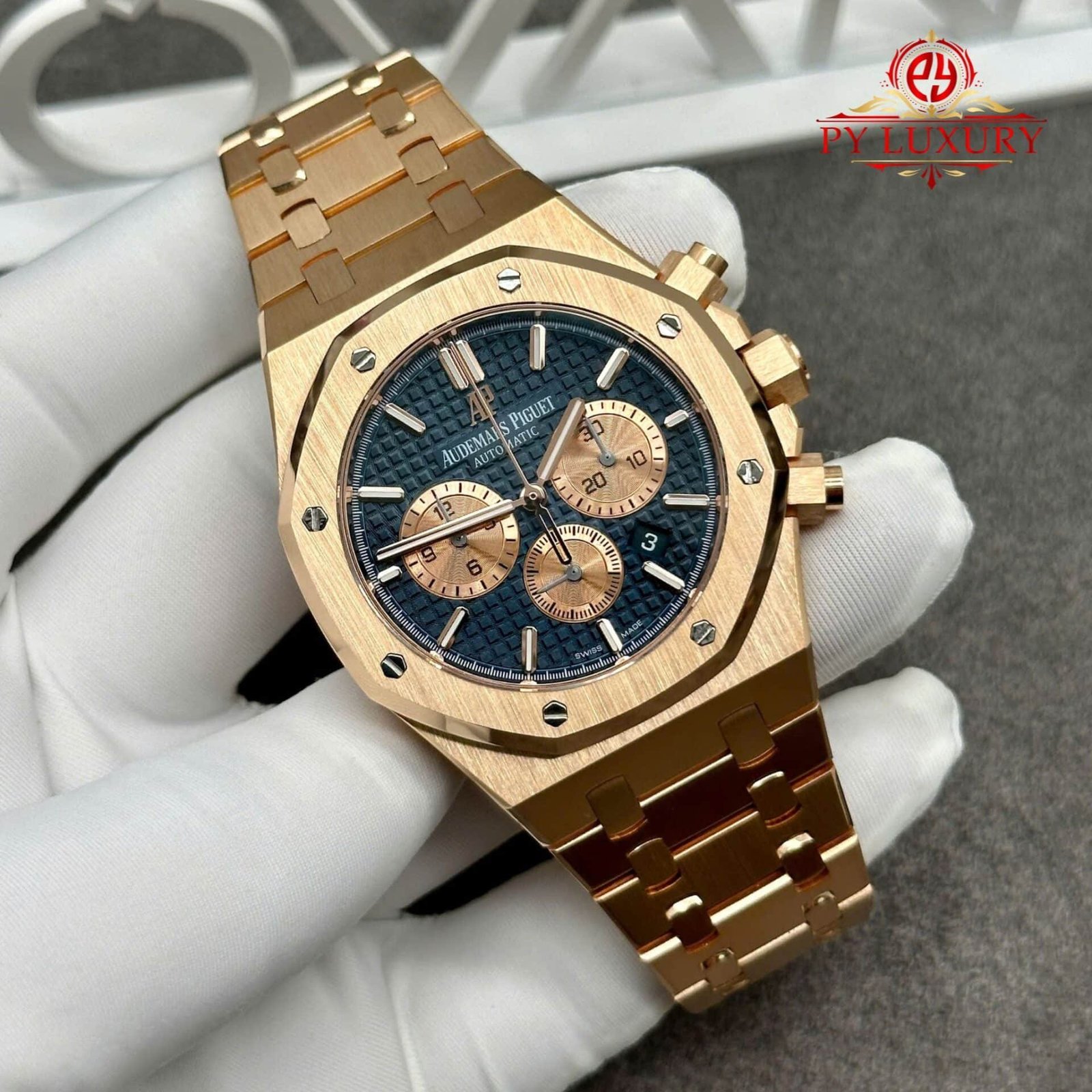 Audemars Piguet Royal Oak Chronograph 26331OR Blue Dial Custom Made 18K Solid Gold Original Calibre FP 1185 Movement 41mm - 图片 2