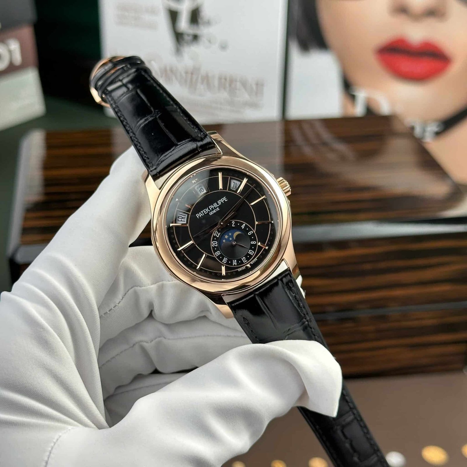 Patek Philippe Complications 5205R-010 Rose Gold Black Dial Leather Replica GRF 40mm - 图片 2
