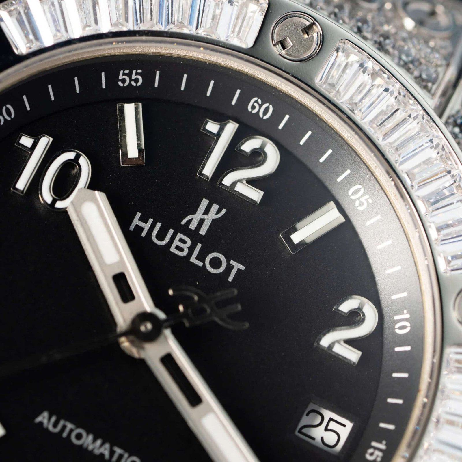 Hublot Big Bang One Click Steel Black Pavé Baguette CZ Stone Bezel Replica 39mm - 图片 4