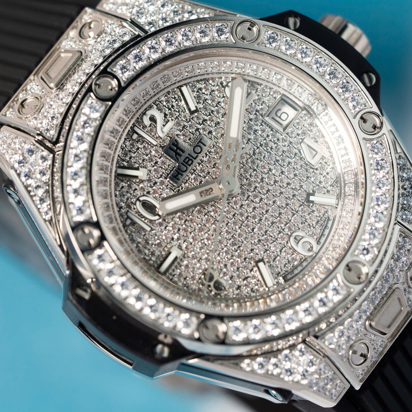 Hublot Big Bang One Click Steel Black Full Pavé CZ Stones Replica 39mm - 图片 3