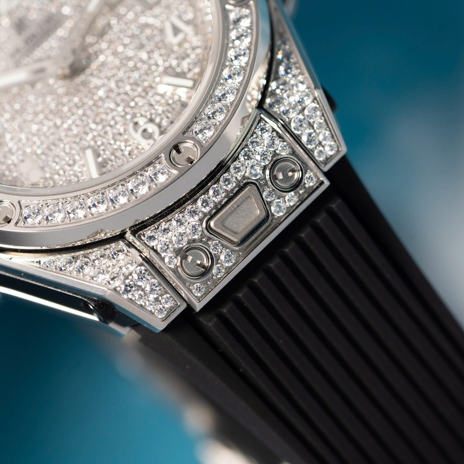 Hublot Big Bang One Click Steel Black Full Pavé CZ Stones Replica 39mm - 图片 6