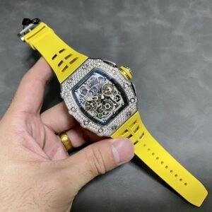 Richard Mille RM11-03 Flyback Chronograph Iced Out CZ Stones Best Replica KVF 49.94×44.5mm