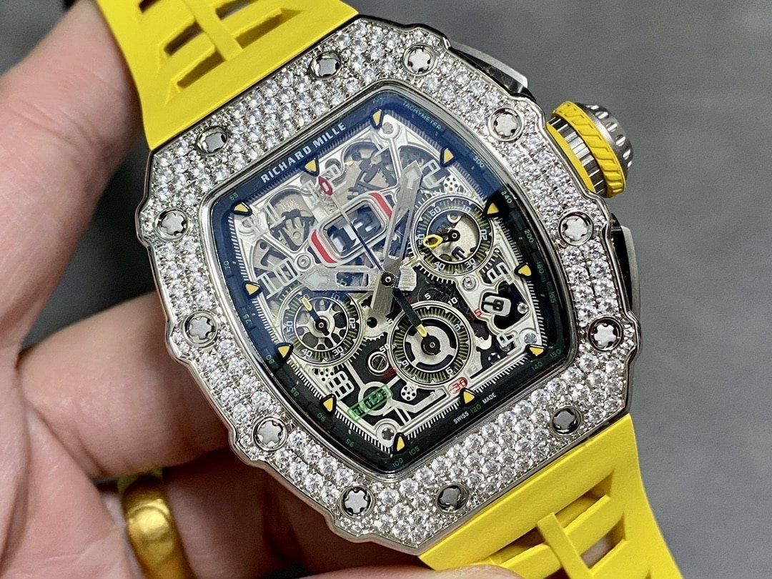 Richard Mille RM11-03 Flyback Chronograph Iced Out CZ Stones Best Replica KVF 49.94×44.5mm - 图片 2