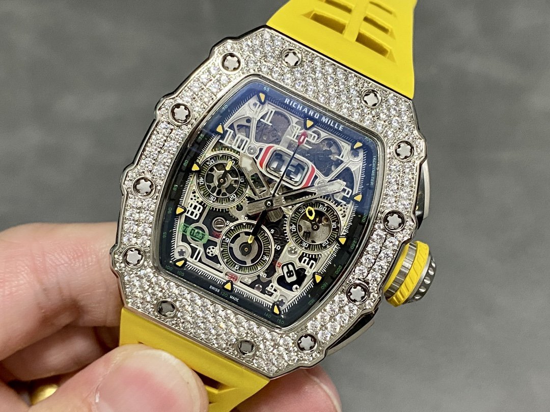 Richard Mille RM11-03 Flyback Chronograph Iced Out CZ Stones Best Replica KVF 49.94×44.5mm - 图片 3