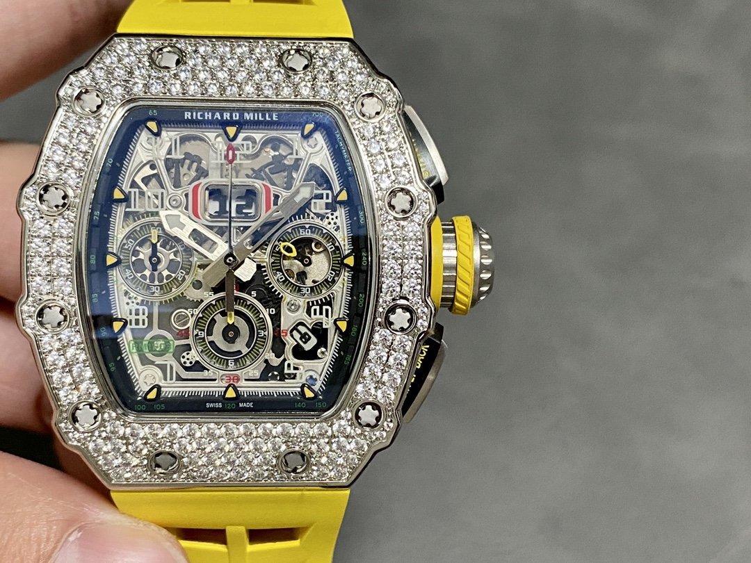Richard Mille RM11-03 Flyback Chronograph Iced Out CZ Stones Best Replica KVF 49.94×44.5mm - 图片 4