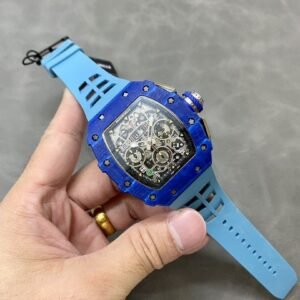Richard Mille RM11-03 Jean Todt 50th Anniversary Chronograph Blue Carbon Fiber Best Replica KVF 49.94 x 44.5mm