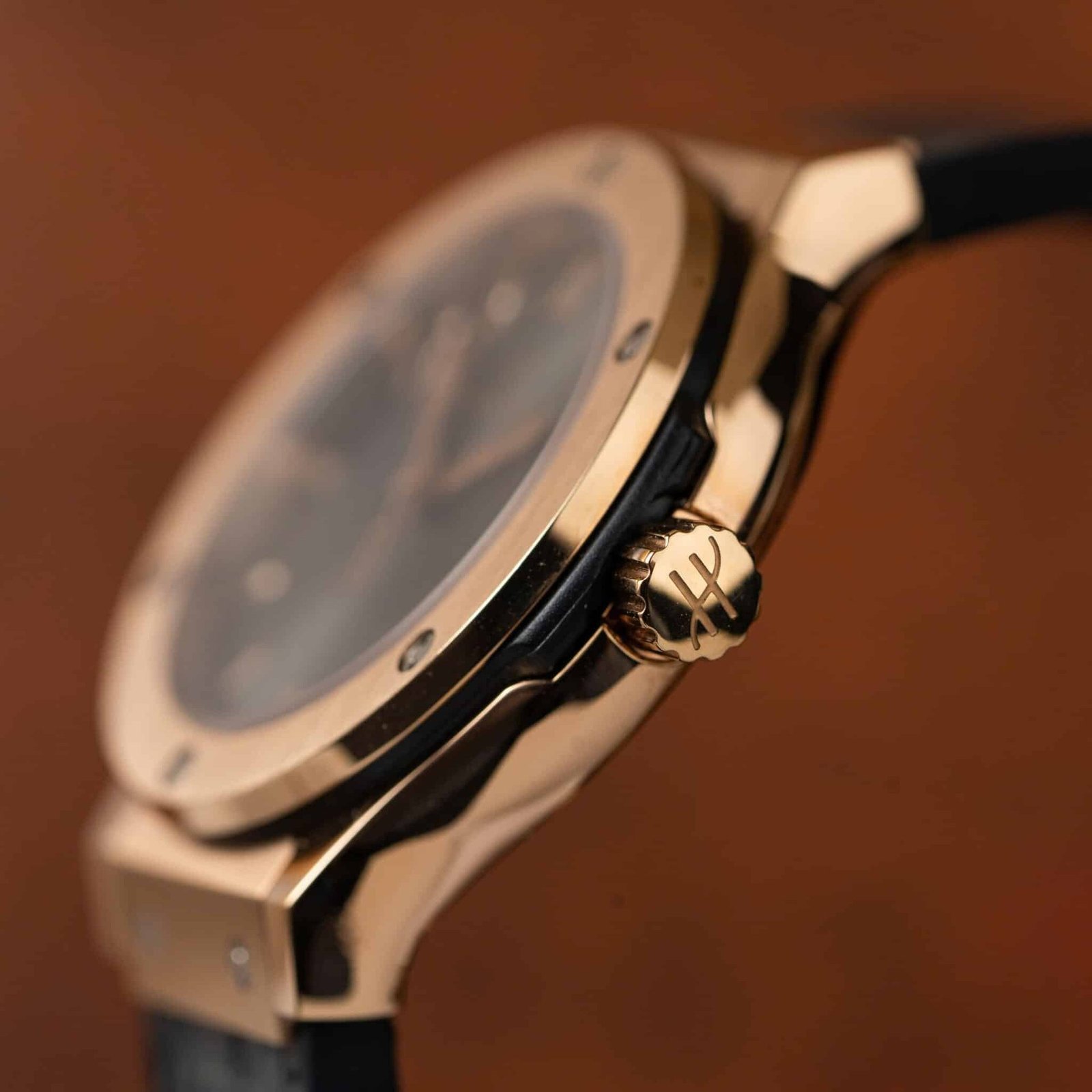Hublot Classic Fusion King Gold Grey Dial Leather Strap Lady Watch Replica 33mm - 图片 7