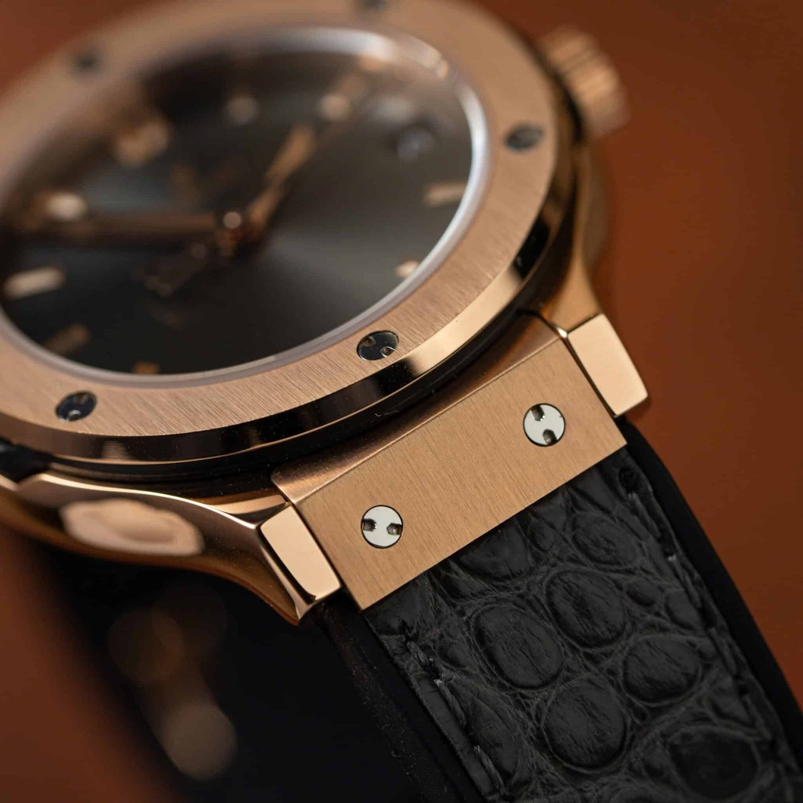 Hublot Classic Fusion King Gold Grey Dial Leather Strap Lady Watch Replica 33mm - 图片 8