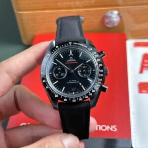 Omega Speedmaster Moonwatch Dark Side of the Moon Black Ceramic Canvas Strap Replica 44mm