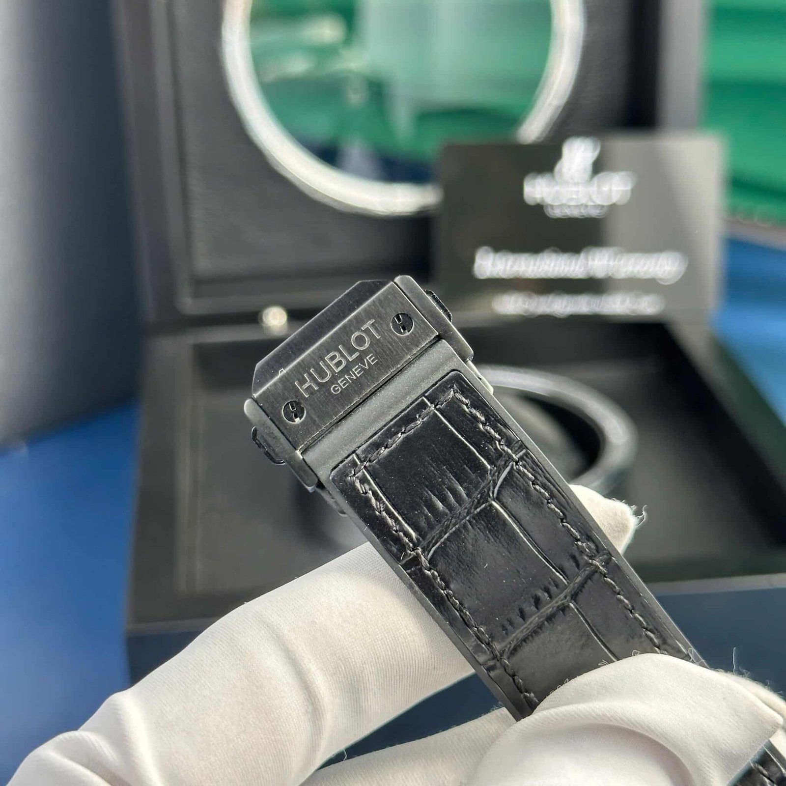 Hublot Big Bang Skeleton Tourbillon Black Ceramic Leather Replica 45mm - 图片 8