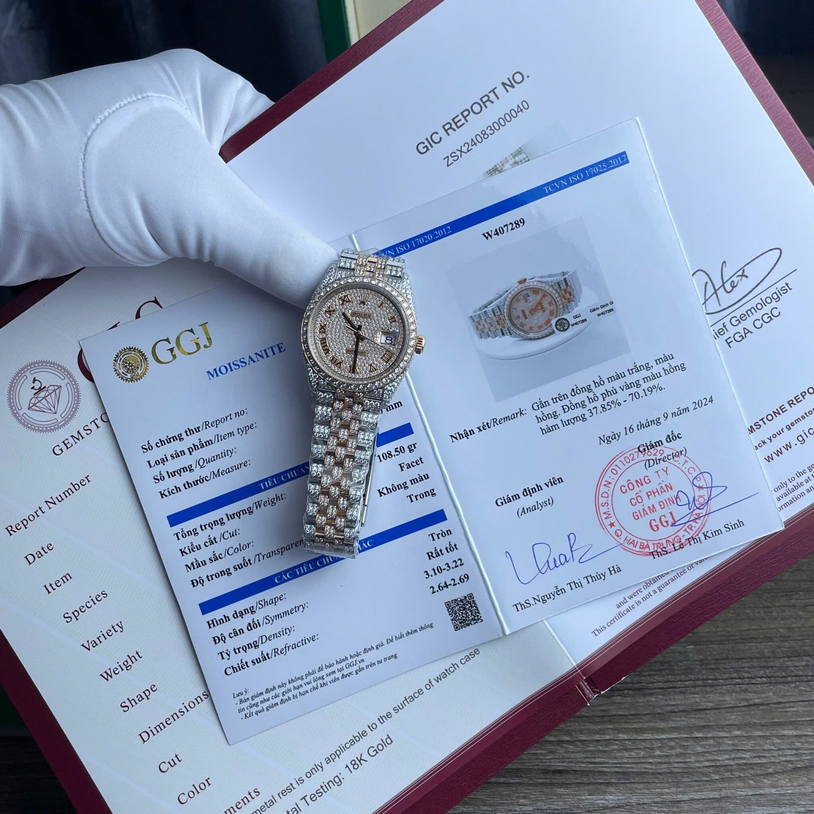 Rolex Datejust Two Tone 18K Gold Wrapped Roman Dial Iced Out Moissanite Best Replica 36mm - 图片 2