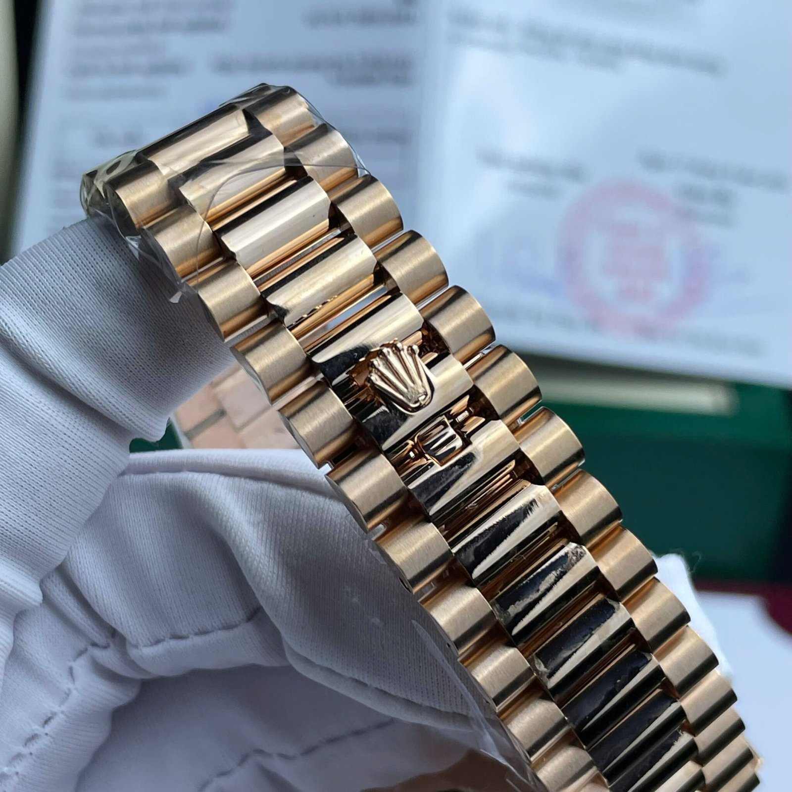 Rolex Day-Date 228345RBR Chocolate Baguette Dial 18K Gold Wrapped Moissanite Bezel 174g GMF V3 40mm - 图片 8