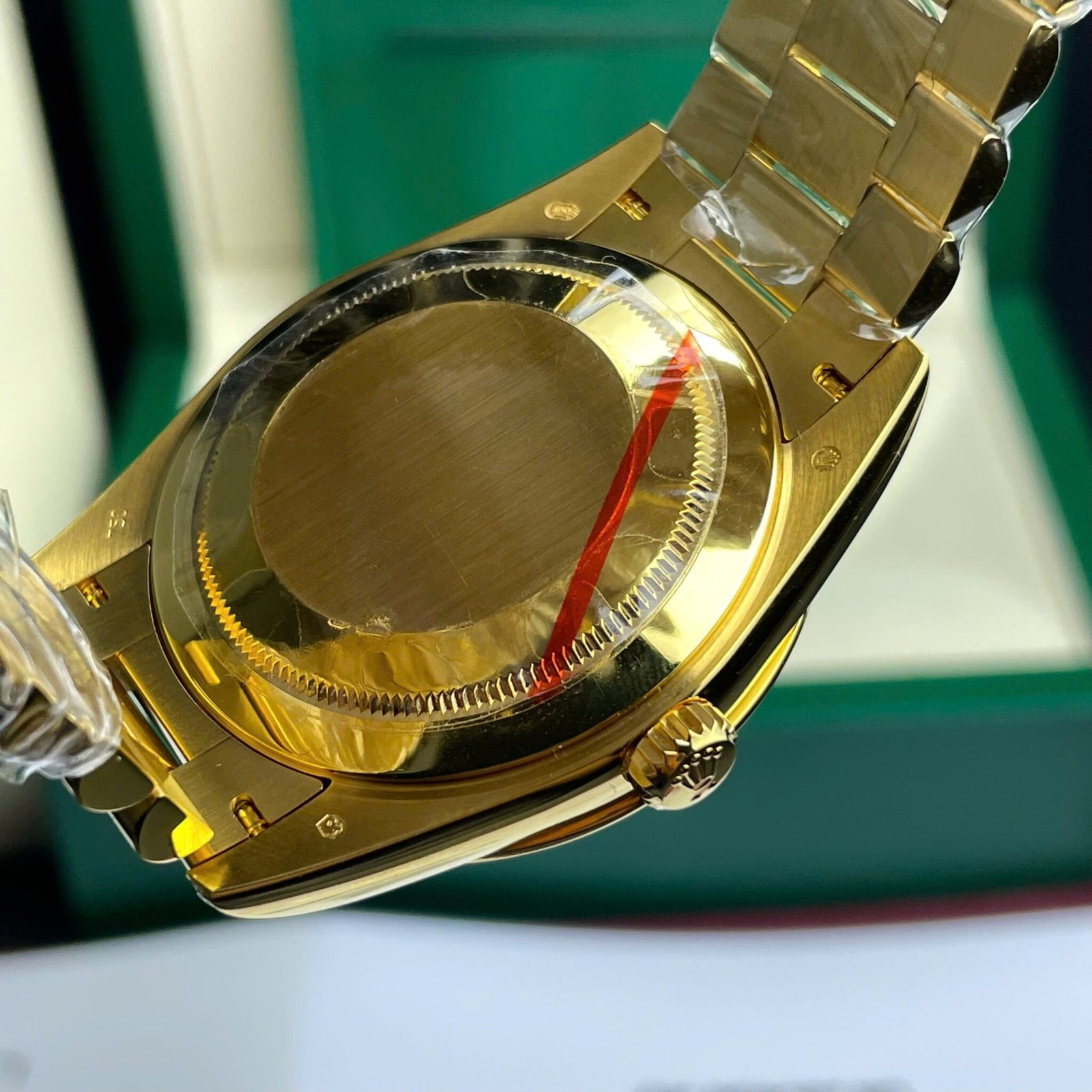 Rolex Day-Date 40 Green Diamond Paved Arabic Dial 18K Gold Wrapped Custom Moissanite Dial & Dial Best Replica 40mm - 图片 8