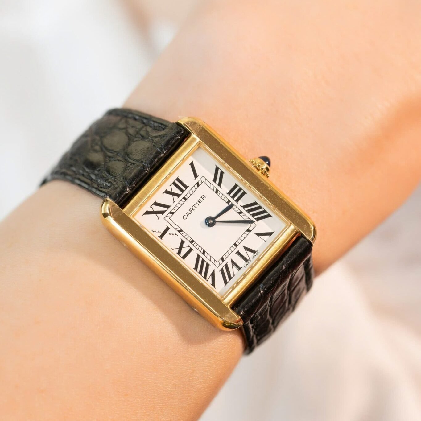 Cartier Tank Solo W5200002 Yellow Gold Ladies Small Model Leather Replica 31 x 24mm - 图片 3