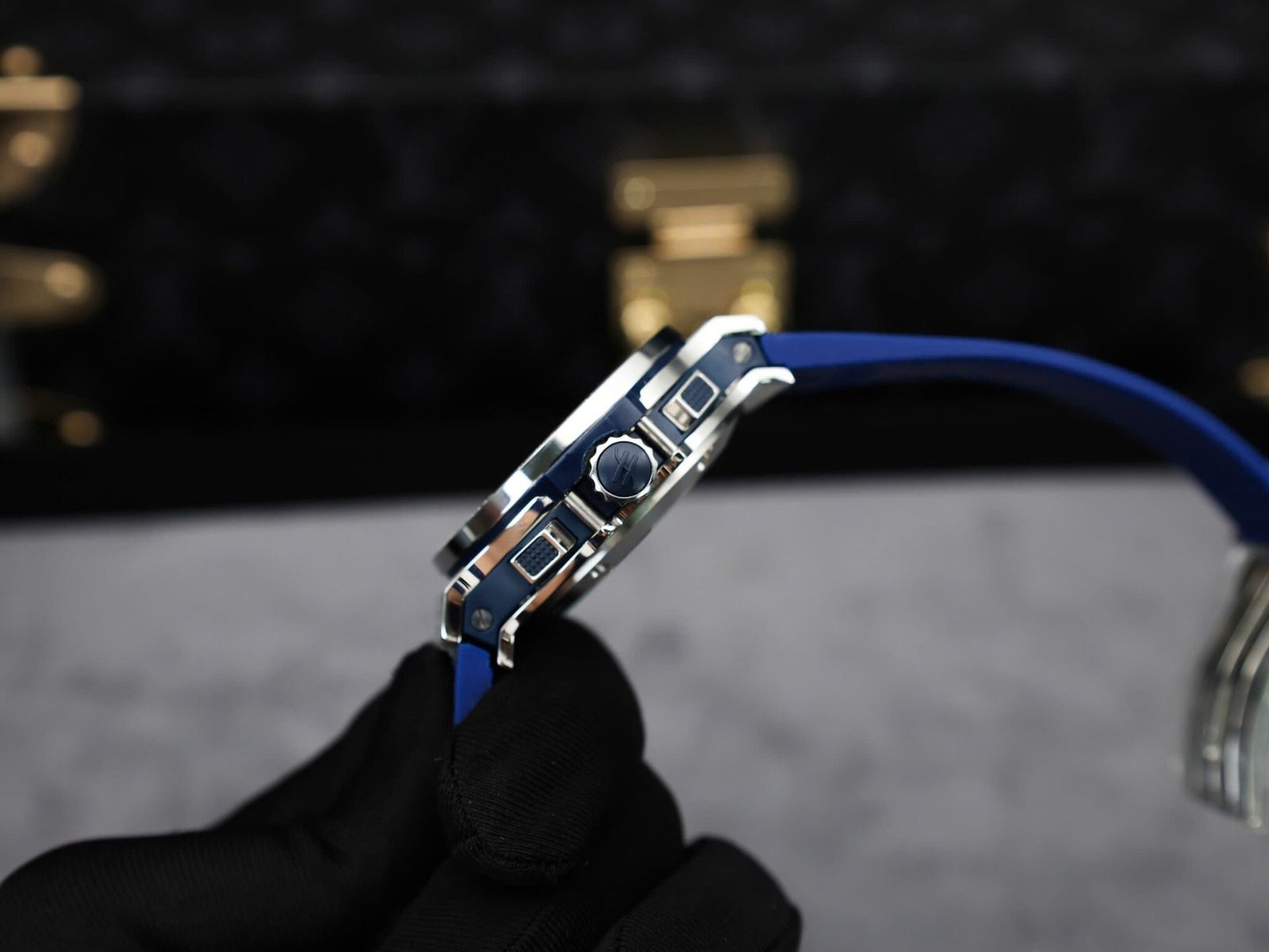 Hublot Big Bang Chronograph Steel Blue Custom Moissanite Bezel Replica 41mm - 图片 7