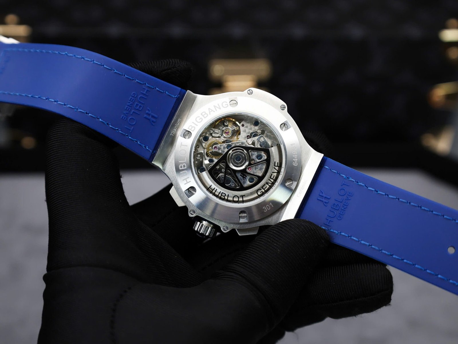 Hublot Big Bang Chronograph Steel Blue Custom Moissanite Bezel Replica 41mm - 图片 8
