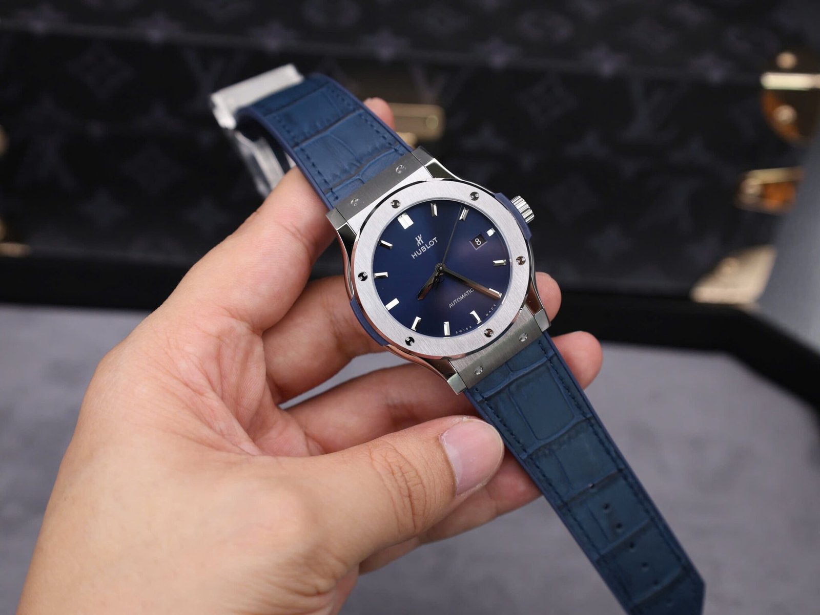 Hublot Classic Fusion Titanium Blue Dial Leather Strap 1:1 Replica 42mm - 图片 2