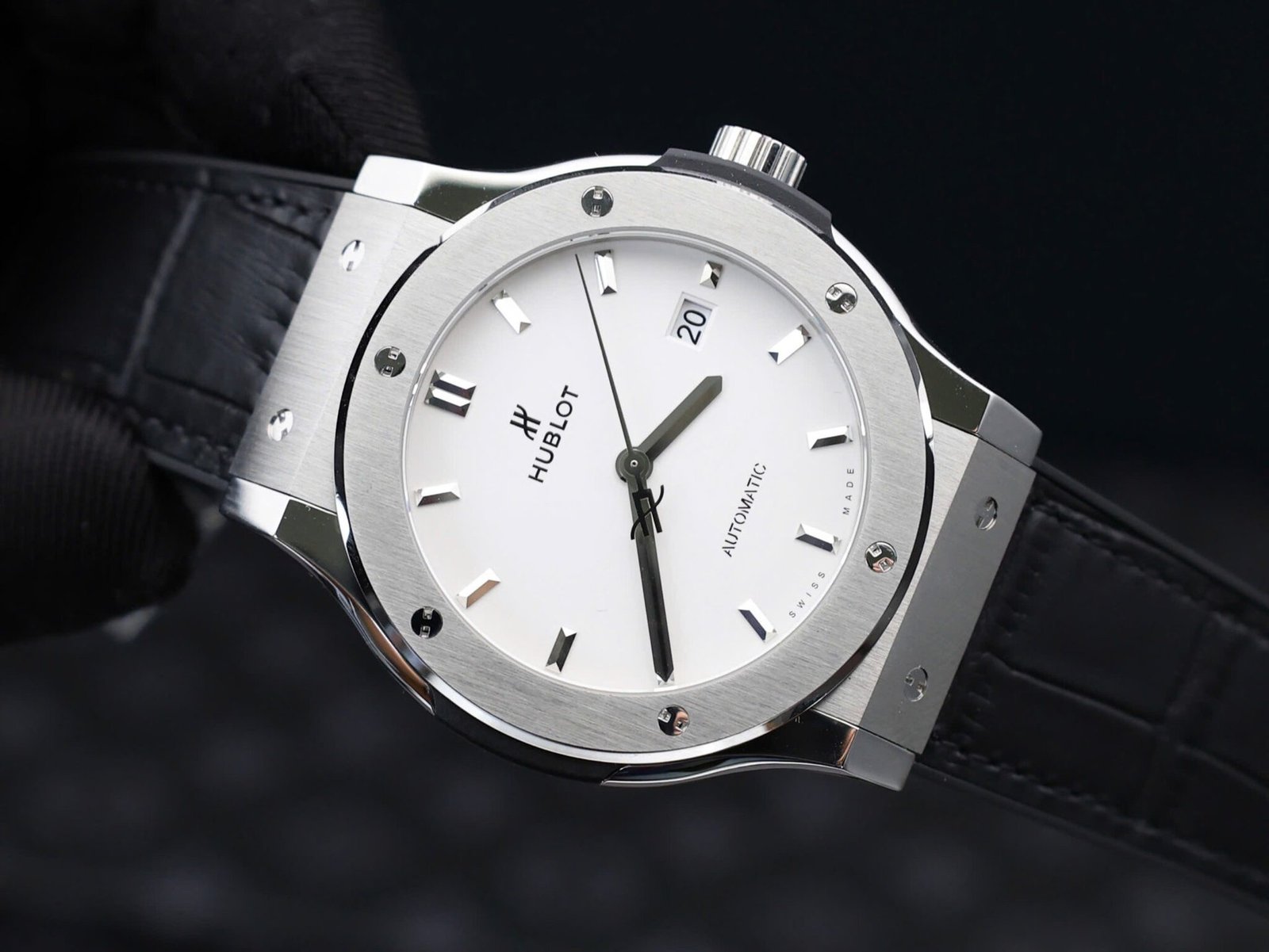 Hublot Classic Fusion Titanium White Dial Leather Strap 1:1 Copy 42mm - 图片 5
