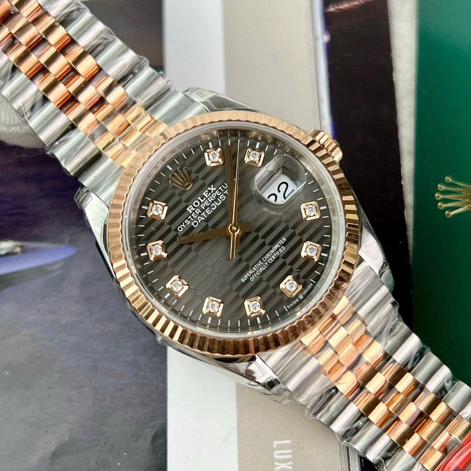 Rolex Datejust 126231 Two Tone Grey Motif Diamond Dial Jubilee 1:1 Best Replica VSF 36mm - 图片 2