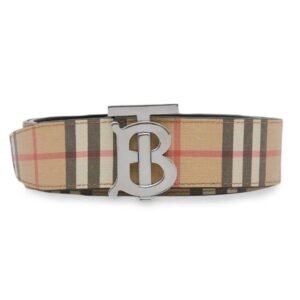 BURBERRY REVERSIBLE MONOGRAM MOTIF VINTAGE CHECK BELT IN ARCHIVE BEIGE - B26
