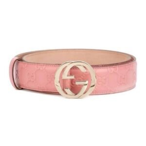 GUCCI INTERLOCKING G-BUCKLE LEATHER BELT - B2