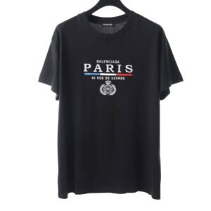 BALENCIAGA CROWN EMBROIDERED BLACK T SHIRT