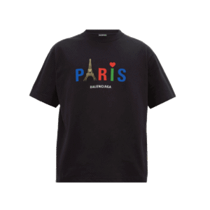 BALENCIAGA MEN’S BLACK MODE LOGO TEE – BB42