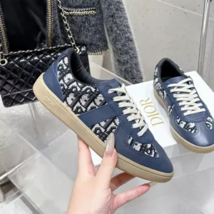 DIOR B01 MATCHPOINT SNEAKERS UNISEX SMOOTH CALFSKIN AND JACQUARD CANVAS BLUE/GREY – CD179