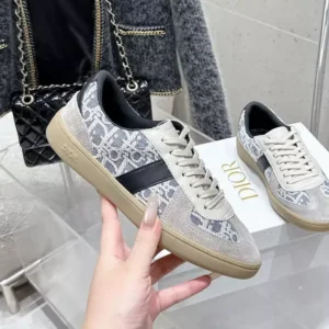 DIOR B01 MATCHPOINT SNEAKERS UNISEX SUEDE AND JACQUARD CANVAS GREY/BLUE – CD178