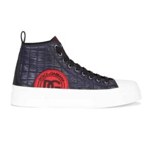 DOLCE AND GABBANA QUILTED TWO-TONE NYLON PORTOFINO LIGHT MID-TOP SNEAKERS - DG105