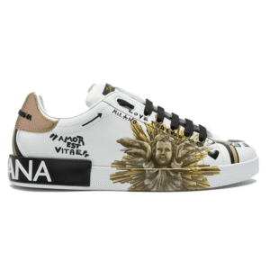DOLCE & GABBANA PRINTED CALFSKIN PORTOFINO SNEAKERS - DG7